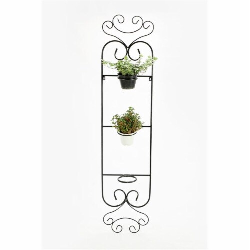 ORE International 58  Metal and Cast Iron Wall Planter in Black Perspective: bottom