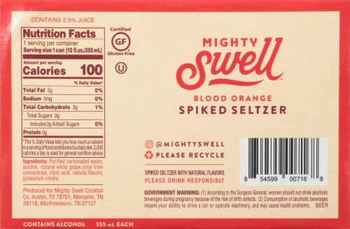 Mighty Swell Blood Orange Spiked Seltzer Perspective: bottom