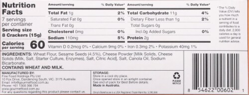 Olina's Bakehouse® Sesame Wafer Crackers Perspective: bottom