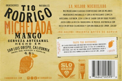 Slo Brew Tio Rodrigo Mango Michelada Craft Beer Perspective: bottom