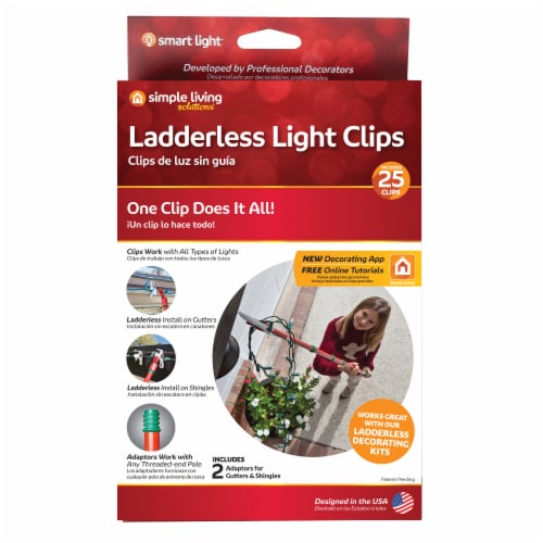 Simple Living Solutions 25 ct Ladderless Christmas Light Clips - White Perspective: bottom