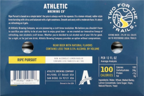 Athletic Brewing Co.® Lemon Radler Non-Alcoholic Brew Perspective: bottom