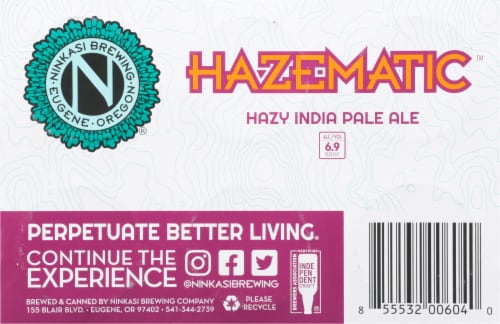Ninkasi Brewing Company® Hazematic IPA Beer Perspective: bottom