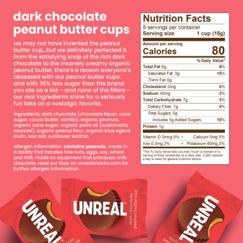 Unreal Dark Chocolate Peanut Butter Cups Perspective: bottom