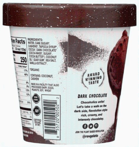 Revolution Gelato Plant-Based Organic - Dark Chocolate Vegan Ice Cream (8 Count) Perspective: bottom