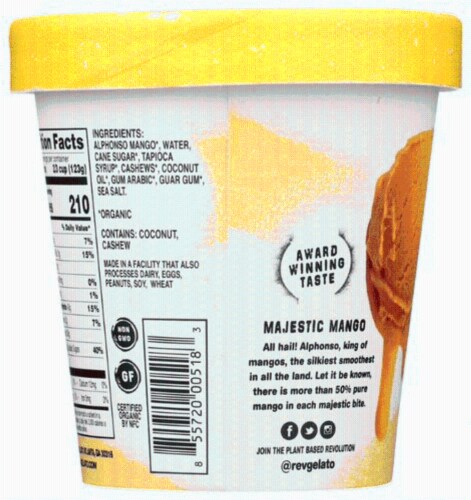 Revolution Gelato Plant-Based Organic - Majestic Mango Vegan Ice Cream (8 Count) Perspective: bottom