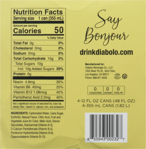Diabolo Blueberry Citron Sparkling French Lemonade Soda Bottles Perspective: bottom
