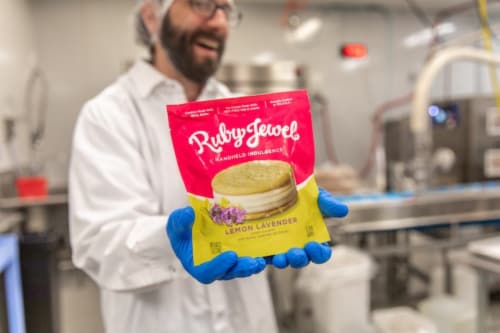 Ruby Jewel® Lemon Cookie + Honey Lavender Ice Cream Sandwich Perspective: bottom