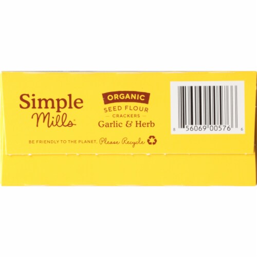Simple Mills Organic Seed Flour Crackers - Garlic & Herb Perspective: bottom