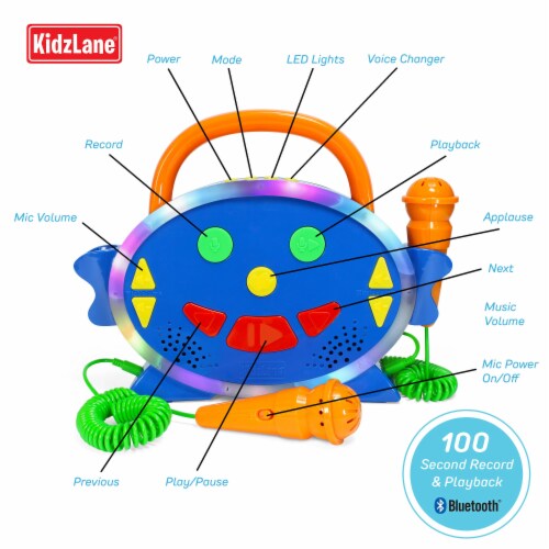 Kidzlane Karaoke Machine: 2 Mics, 100 Songs, Bluetooth & More Perspective: bottom