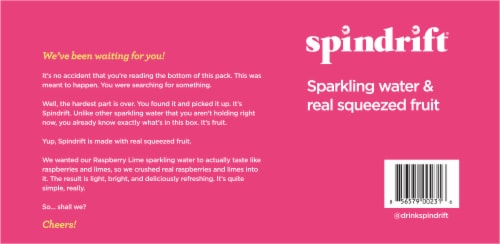 Spindrift® Raspberry Lime Flavored Sparkling Water Cans Perspective: bottom