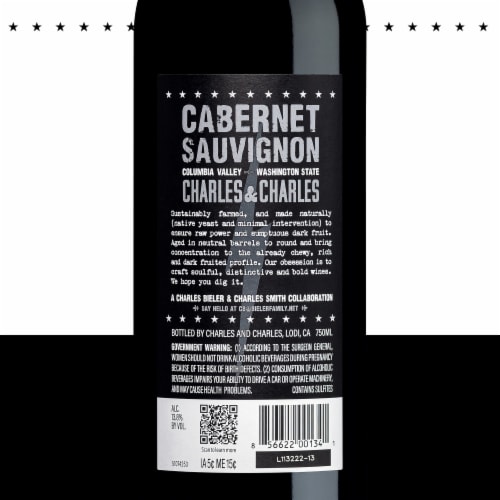 Charles & Charles Bolt Cabernet Sauvignon Washington Red Wine 750 ml Perspective: bottom