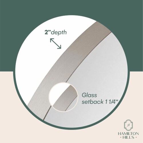 Hamilton Hills 24  Silver Round Mirror | Brushed Metal Framed Classic Design Perspective: bottom