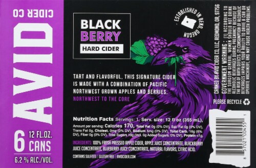 Avid Cider Co. Blackberry Hard Cider Perspective: bottom