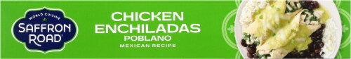 Saffron Road® Chicken Enchiladas Poblano with Black Beans & Rice Gluten-Free Frozen Meal Perspective: bottom