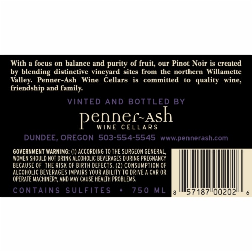 Penner-Ash Wine Cellars Pinot Noir Red Wine Perspective: bottom