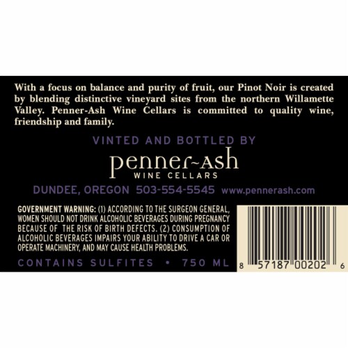 Penner-Ash Wine Cellars Pinot Noir Red Wine Perspective: bottom