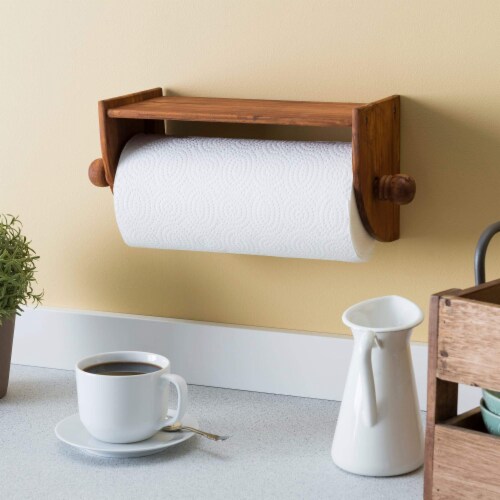 Quick Install Rustic Pine Wood Wall Mounted Paper Towel Holder