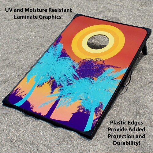 Driveway Games Tailgate Bean Bag Toss Board Cornhole Set w/Carry Bag, Tropical Perspective: bottom