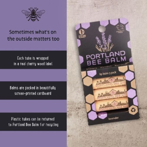 Portland Bee Balm Lavender Beeswax Based Lip Balm Perspective: bottom