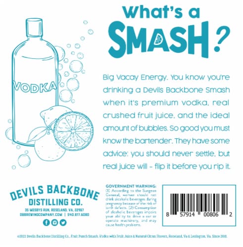 Devils Backbone Distilling Co. Fruit Punch Smash Ready to Drink Cocktail Perspective: bottom