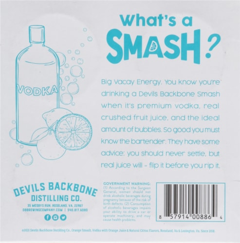 Devils Backbone Brewing Company Orange Smash Spiked Seltzer Perspective: bottom