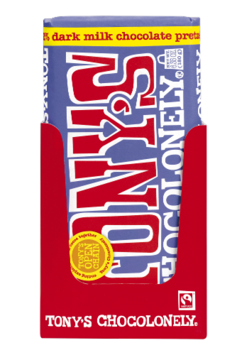 Tony's Chocolonely® 42% Cocoa Dark Milk Chocolate Pretzel Toffee Bar Perspective: bottom