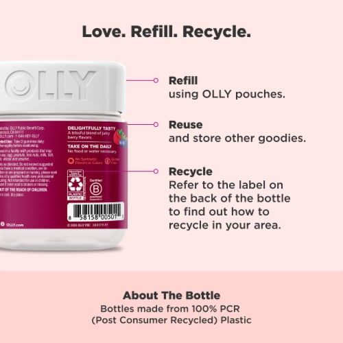 OLLY Womens Multivitamin Berry Flavor Gummy Supplement Perspective: bottom