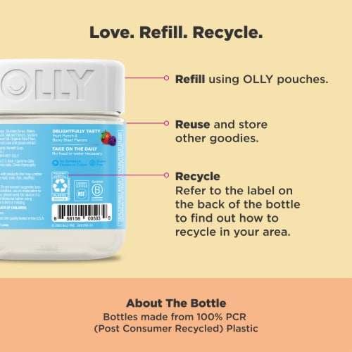 OLLY Kids Multivitamin and Probiotic Berry Flavor Gummy Supplement Perspective: bottom