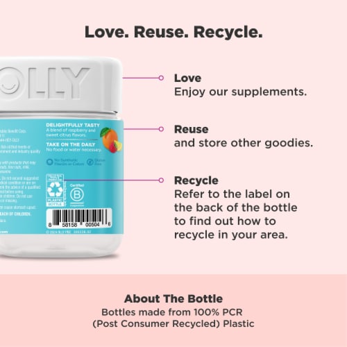 OLLY Essential Prenatal Multivitamin With Folic Acid DHA Omega-3 Citrus Flavor Gummy Supplement Perspective: bottom