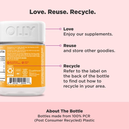 OLLY Kids Immunity Cherry Berry Flavor Gummy Supplement Elderberry and Zinc Perspective: bottom