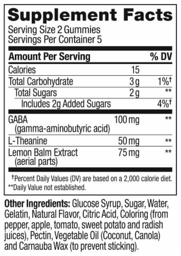 OLLY Goodbye Stress Berry Flavor Gummy Supplement GABA and L-Theanine Perspective: bottom