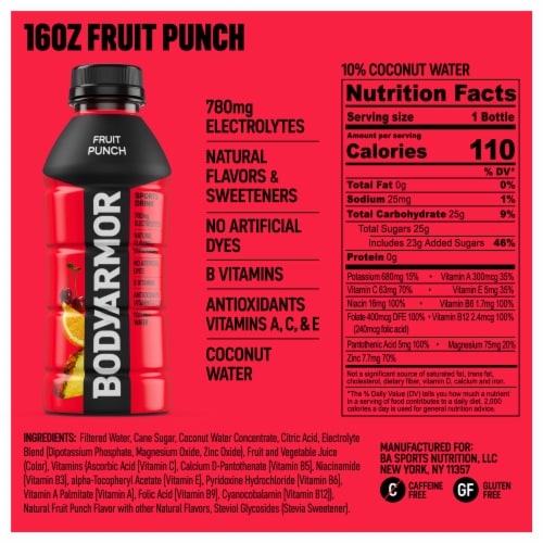 BODYARMOR® Sports Drink Fruit Punch Bottle Perspective: bottom
