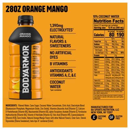 BODYARMOR® Sports Drink Orange Mango Bottle Perspective: bottom