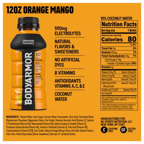 BODYARMOR SuperDrink Orange Mango Sports Drink Perspective: bottom