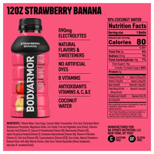BODYARMOR Strawberry Banana Sports Drink Multipack Bottles Perspective: bottom