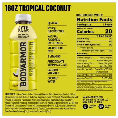 BODYARMOR® Lyte Tropical Coconut Sports Drink Bottle Perspective: bottom