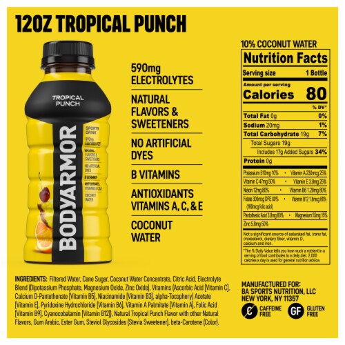 BODYARMOR SuperDrink Tropical Punch Sports Drink Perspective: bottom