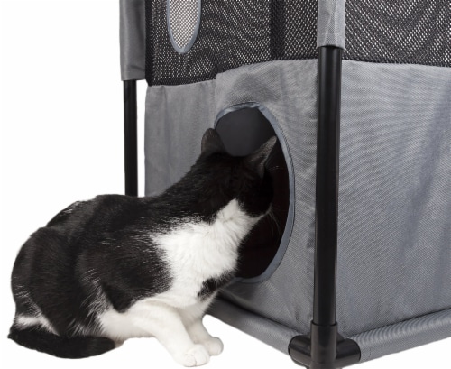 Pet Life Kitty-Square Obstacle Soft Folding Play-Active Collapsible Pet Cat House Furniture Perspective: bottom