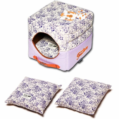 Touchdog Floral-Galore Convertible and Reversible Squared 2-in-1 Collapsible Dog House Bed Perspective: bottom
