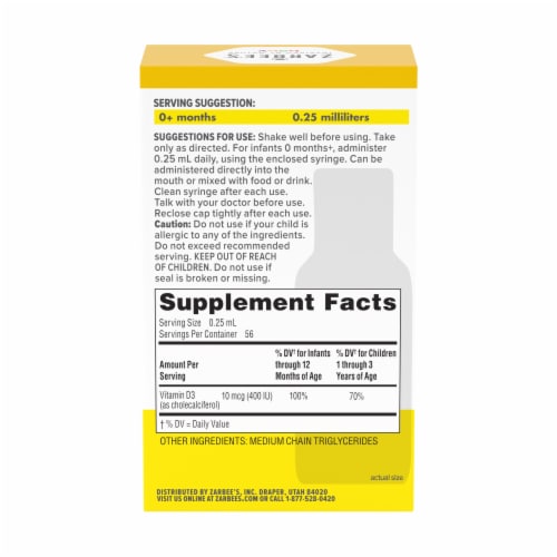 Zarbee's® Naturals Baby Vitamin D Supplement Liquid Perspective: bottom