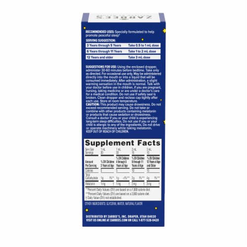 Zarbee's® Naturals Children's Mixed Berry Flavor Sleep Liquid with Melatonin Perspective: bottom