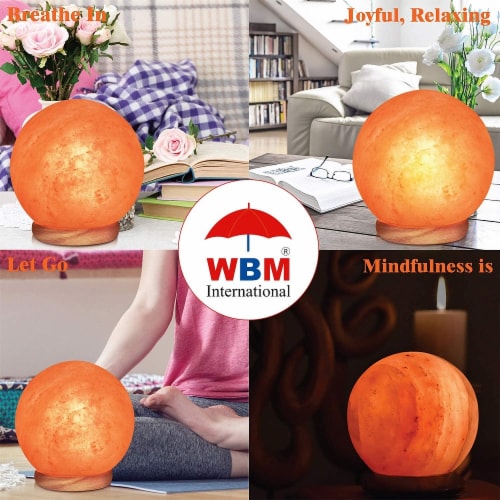 Himalayan Glow Pink Salt Globe Lamp, Hand Carved Salt Crystal Lamp with Dimmer | 9-11 lbs Perspective: bottom
