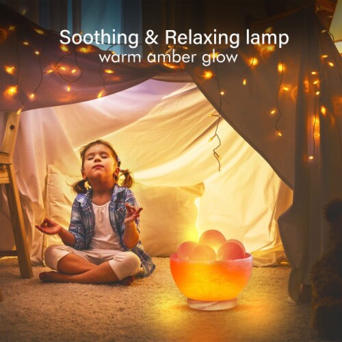 Himalayan salt bowl lamp with massage balls hotsell