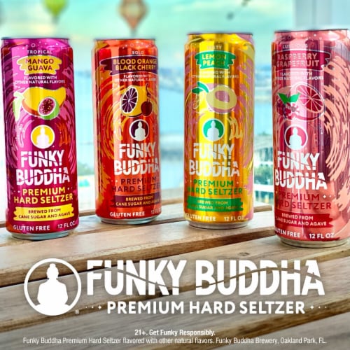 Funky Buddha Premium Hard Seltzer Funklightened Variety Pack Spiked Sparkling Water Perspective: bottom