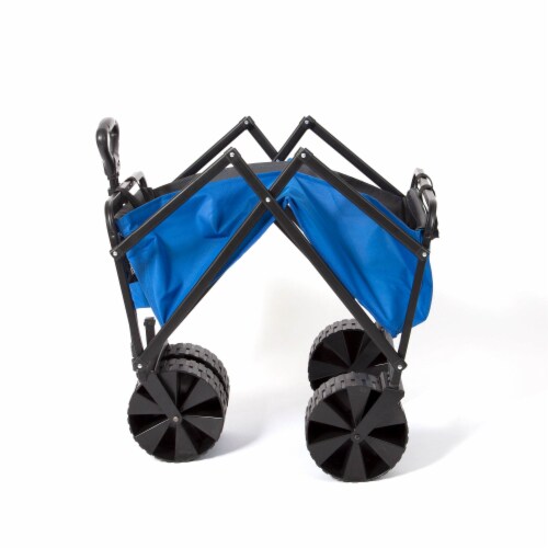 Seina Manual Steel Frame Folding Beach Wagon - Blue/Gray Perspective: bottom