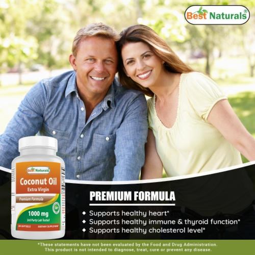 Best Naturals Extra Virgin Coconut Oil 1000 mg Softgel, 180 Count Perspective: bottom