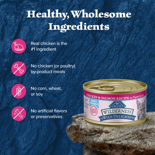 Blue Buffalo Wilderness High-Protein Grain-Free Adult Cat Food Morsels Chicken & Salmon Perspective: bottom