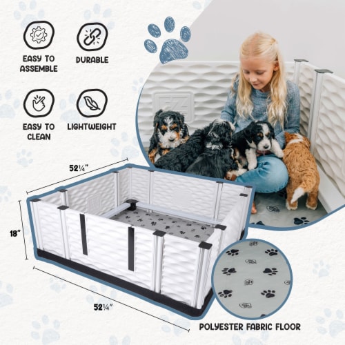 EZwhelp EZclassic 48 x 48 Puppy Dog Whelping Box Playpen w/Rails & Liner, Gray Perspective: bottom