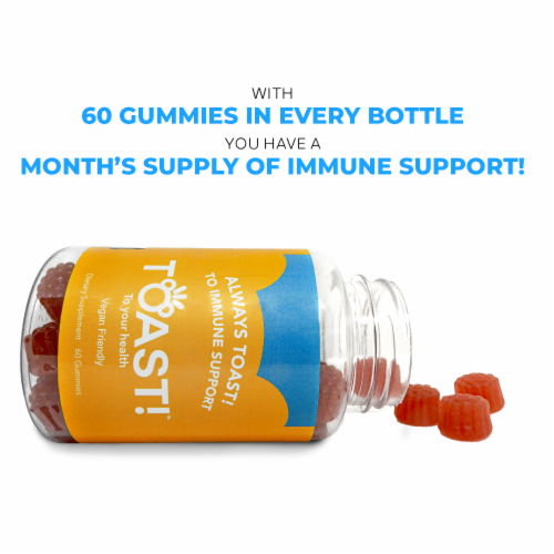 Toast! Immune Support Dietary Supplement, Raspberry, 60 Gummies - 1 Bottle Perspective: bottom